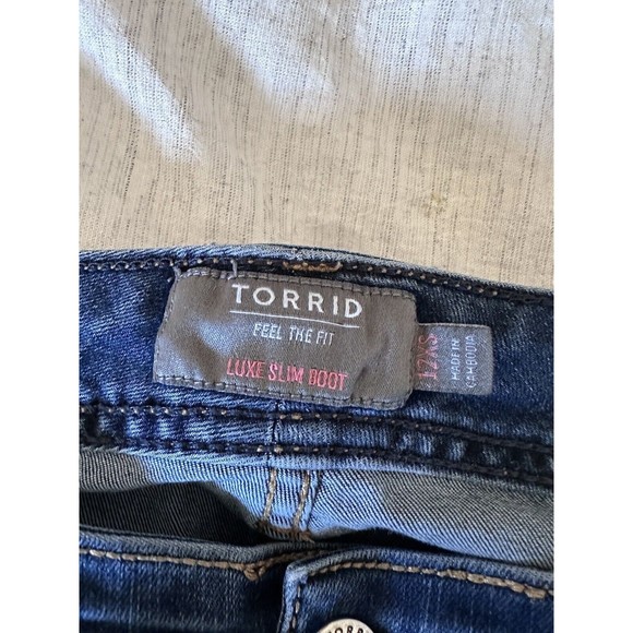 Torrid Womens Luxe Slim Boot Size 12 Ex Short Medium Wash Bootcut Flare Denim - Picture 5 of 11